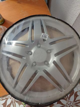 Tapa Cubo Rueda Coche Plata 5 Radios