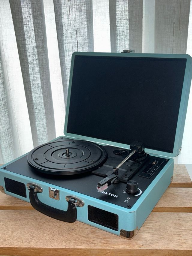 Reproductor Vinilos Portátil Azul y Negro