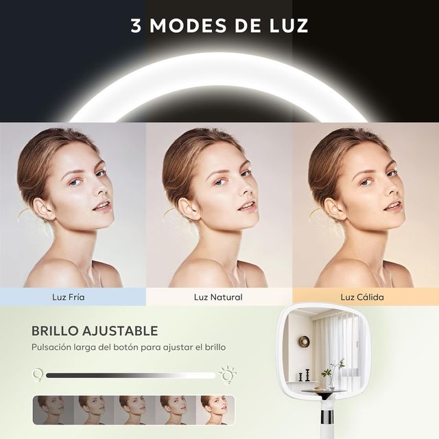 Espejo de Maquillaje recargable con Luz LED