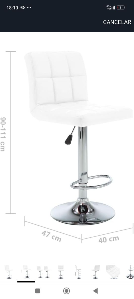 ✅Taburetes Altos Blanco Cuero Sintético nuevos