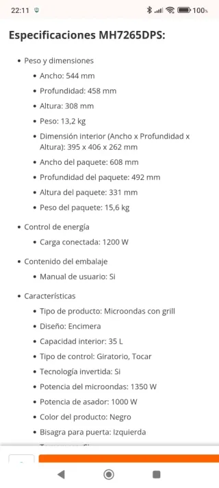 Microondas LG MH7265DPS