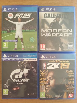 Lote 4 Juegos PS4: FC25, CoD MW, GT Sport, 2K19