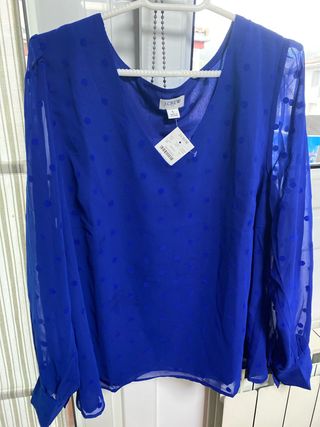 Blusa J. Crew Azul Lunares Talla L