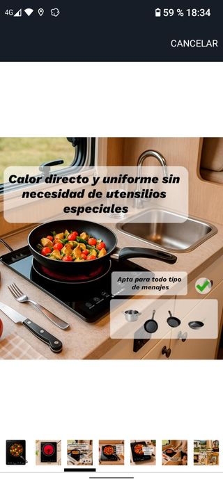 Placa Inducción Grunkel 2000W Táctil, temporizador