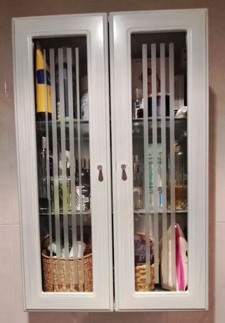 Armario auxiliar baño madera y cristal