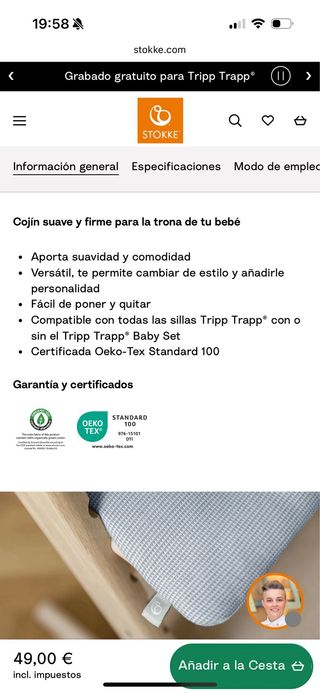 Cojín Stokke Tripp Trapp Rosa