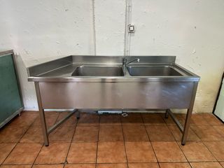 Fregadero industrial doble acero inoxidable