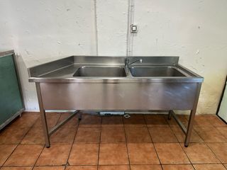 Fregadero industrial doble acero inoxidable