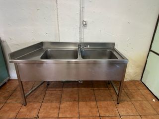 Fregadero industrial doble acero inoxidable