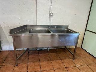 Fregadero industrial doble acero inoxidable