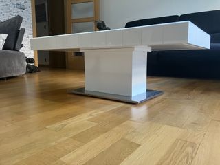 Mesa centro elevable cristal blanca