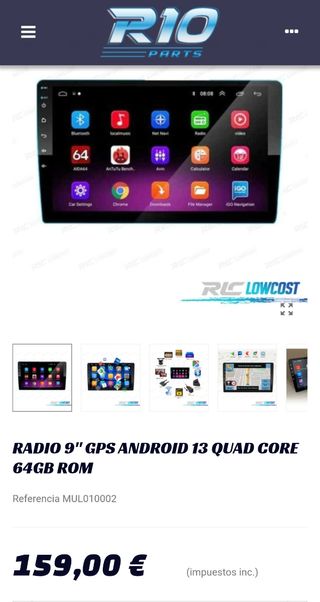 Pantalla Android Bluetooth musica gps camara
