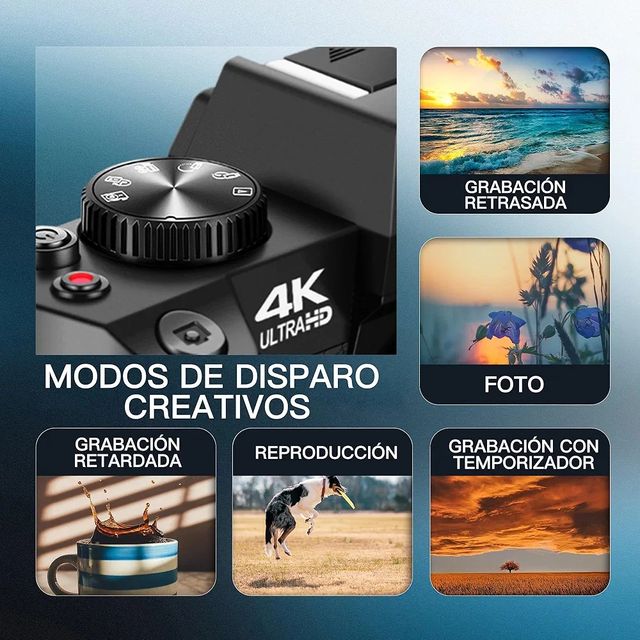 Cámara Digital 4K 48MP Negra