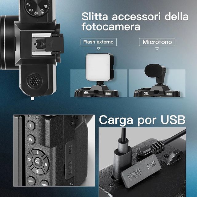 Cámara Digital 4K 48MP Negra