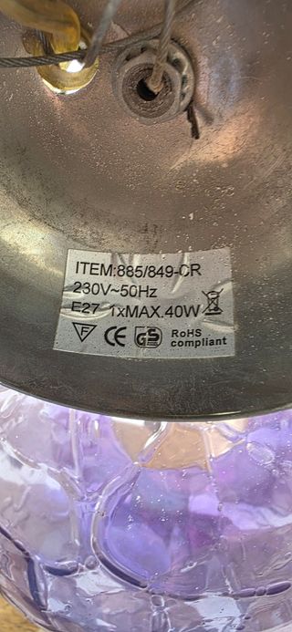 Lámpara de techo de cristal morado