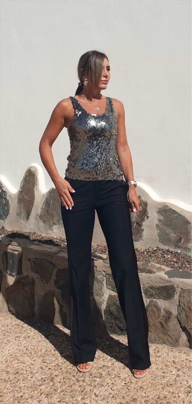 Top lentejuelas Zara plateado