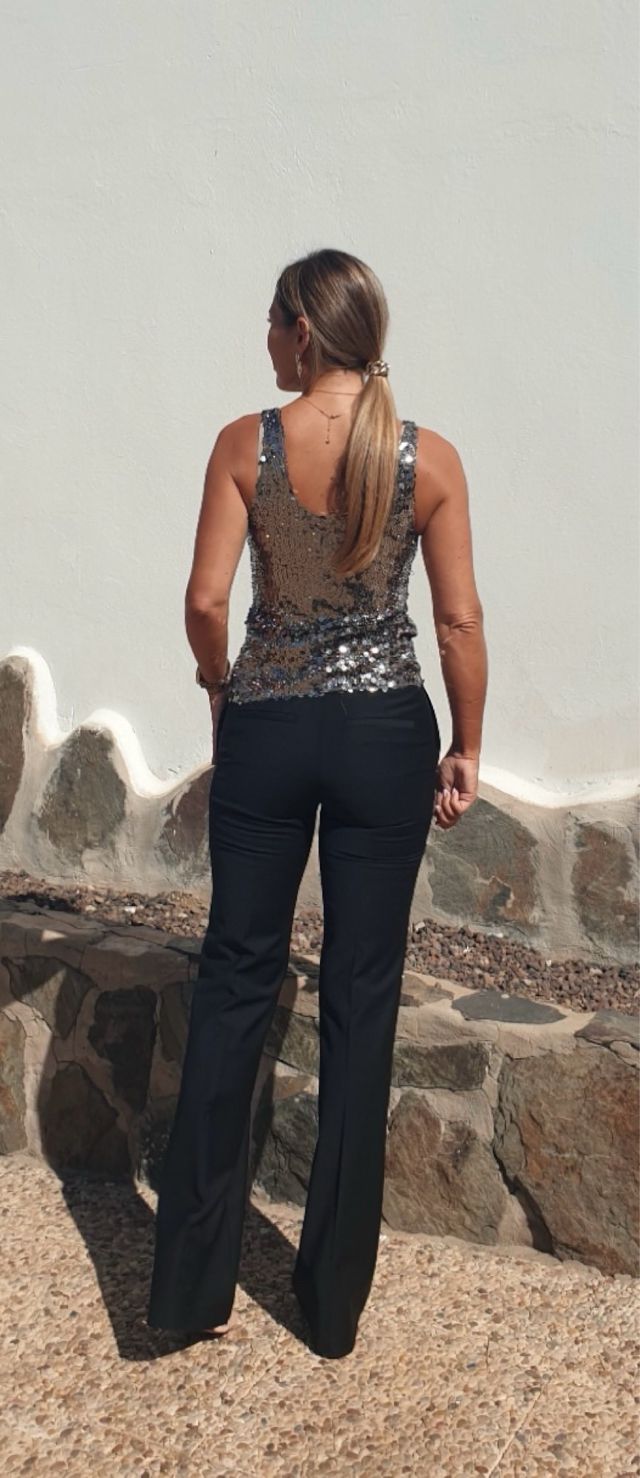 Top lentejuelas Zara plateado