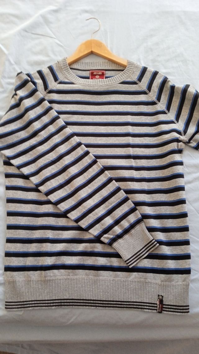 Jersey Jack & Jones rayas gris y azul