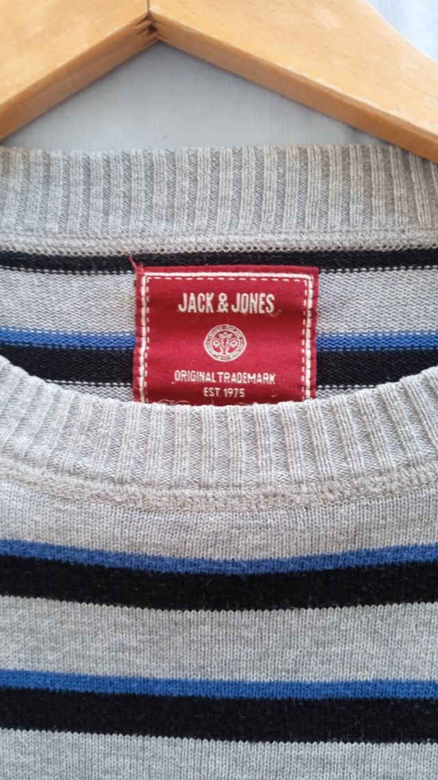 Jersey Jack & Jones rayas gris y azul