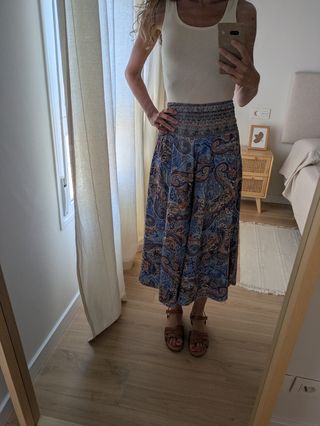 Pantalón culotte estampado paisley