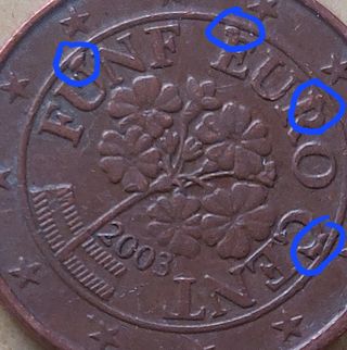 MONEDA 5 Cent. Euro AUSTRIA 2003 "Errores"