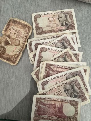 Billetes 100 pesetas del año 1953 y 1970