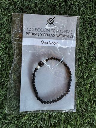 Pulsera Ónix Negro Piedras Naturales Perlas