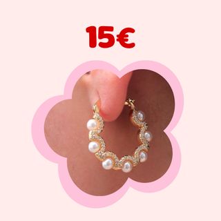 Pendientes aro rodio dorado perlas y circonitas