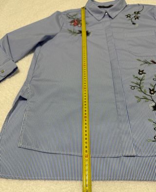 Blusa Zara bordada rayas azules talla XXL