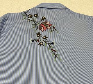 Blusa Zara bordada rayas azules talla XXL