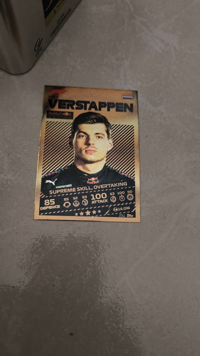 Cromo Max Verstappen Dorado Gold F1 topps