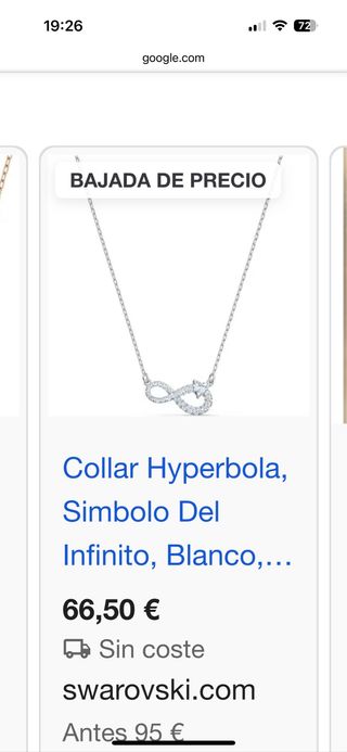 Collar Swarovski Hyperbola Infinito Blanco