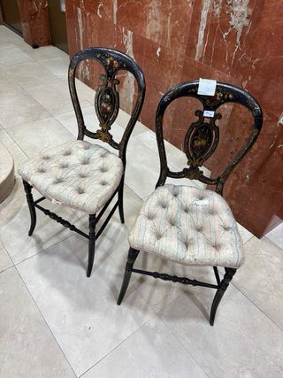 Sillas Isabelinas Madera Lacada Negra