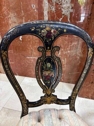 Sillas Isabelinas Madera Lacada Negra