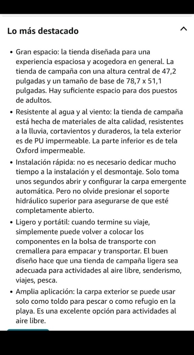 Tienda de campaña apertura rápida. 2/3 personas