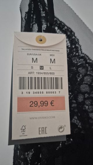Camisón lencero Oysho negro encaje