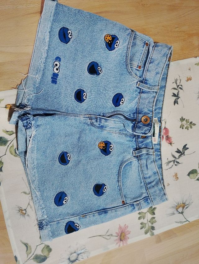 Pantalones cortos vaqueros con estampado Cookie Mo