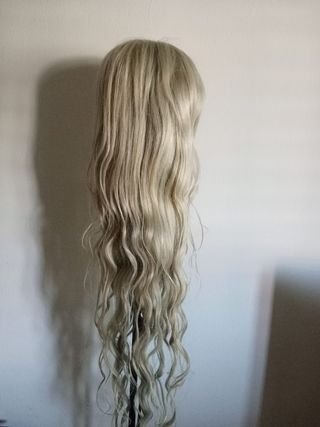 Peluca pelo natural rubio ondulado