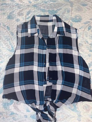 Camisa cuadros sin mangas Bershka