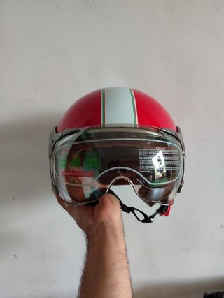 Casco Moto Retro Jet Talla M Rojo Unisex