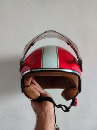 Casco Moto Retro Jet Talla M Rojo Unisex