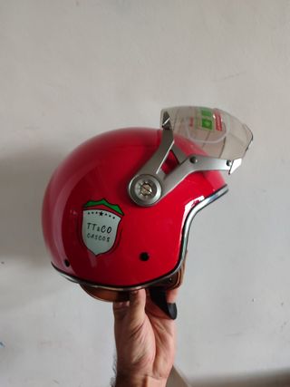 Casco Moto Retro Jet Talla M Rojo Unisex