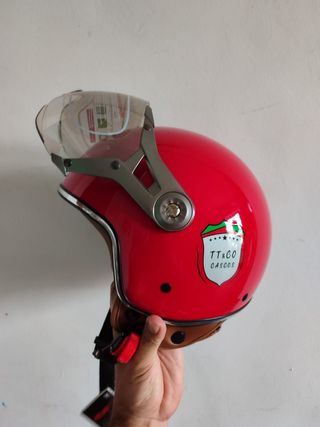 Casco Moto Retro Jet Talla M Rojo Unisex