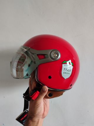 Casco Moto Retro Jet Talla M Rojo Unisex