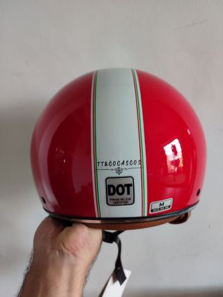 Casco Moto Retro Jet Talla M Rojo Unisex