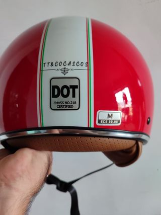 Casco Moto Retro Jet Talla M Rojo Unisex