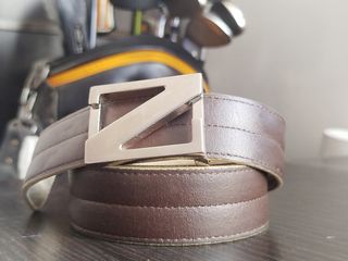 Cinturón Zegna Marrón Hebilla Metálica
