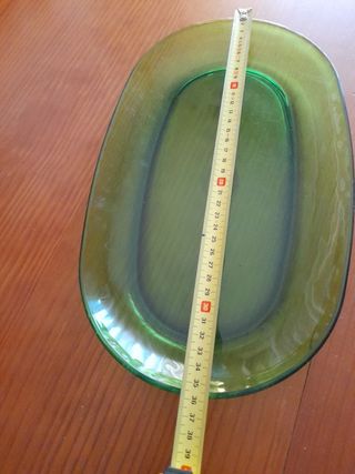 Fuente ovalada verde años 70 35'5x 21'5cm