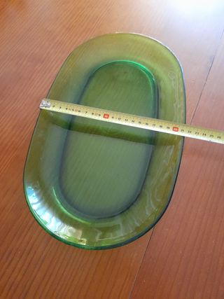 Fuente ovalada verde años 70 35'5x 21'5cm