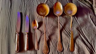 Juego cubiertos alpaca antiguos 6 piezas